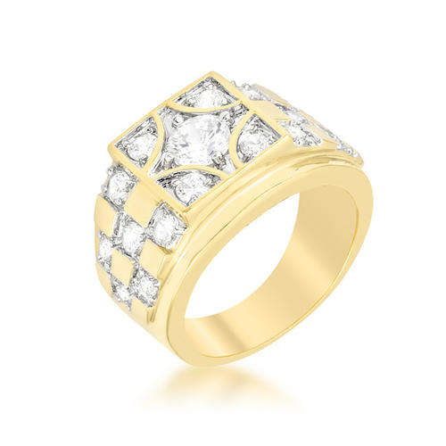 Checkerboard Cubic Zirconia Men's Ring *USA IMPORT*